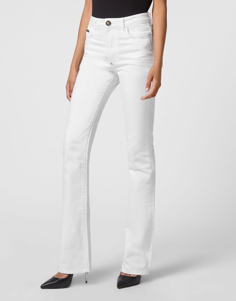 High-Waist-Jeans mit ausgestelltem Bein