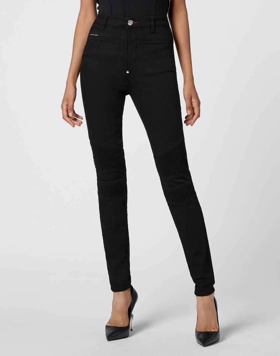 Ikonische Biker-Skinny-Jeans mit Rippenstruktur