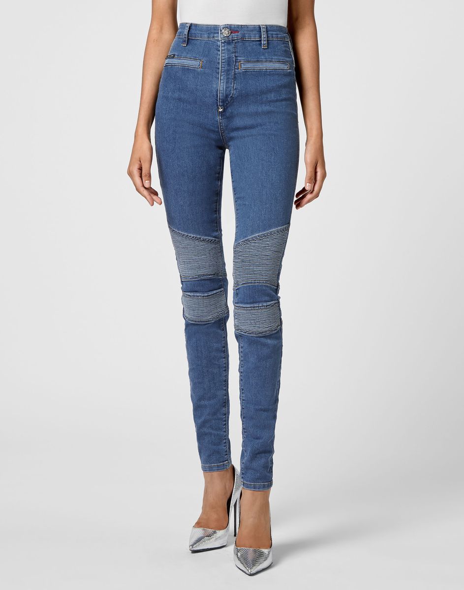 Ikonische Biker-Skinny-Jeans mit Rippenstruktur