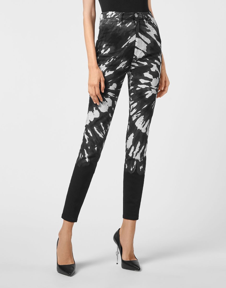 Hoch taillierte Batik-Print Jeggings