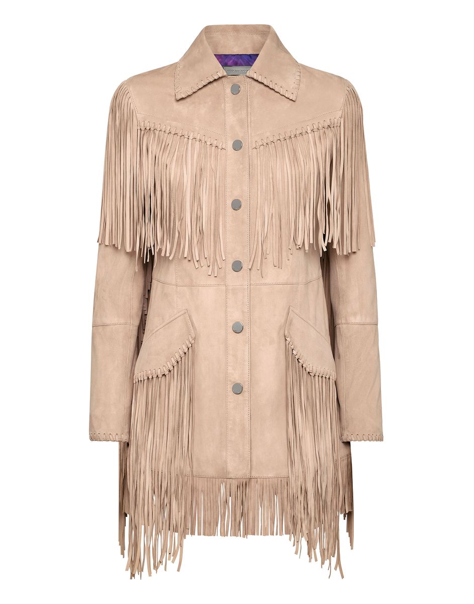 Cowgirl-Inspirierte Wildlederjacke mit Fransen