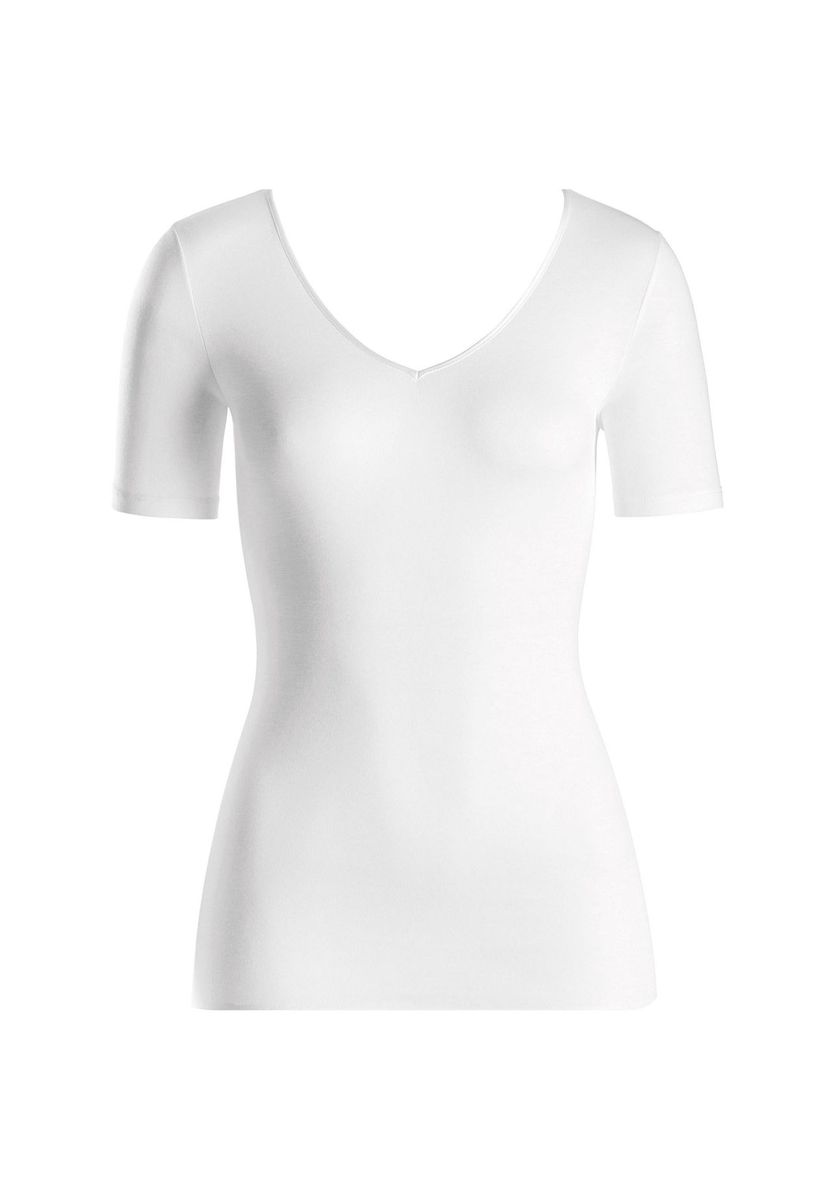 Nahtloses V-Ausschnitt Shirt aus Baumwolle