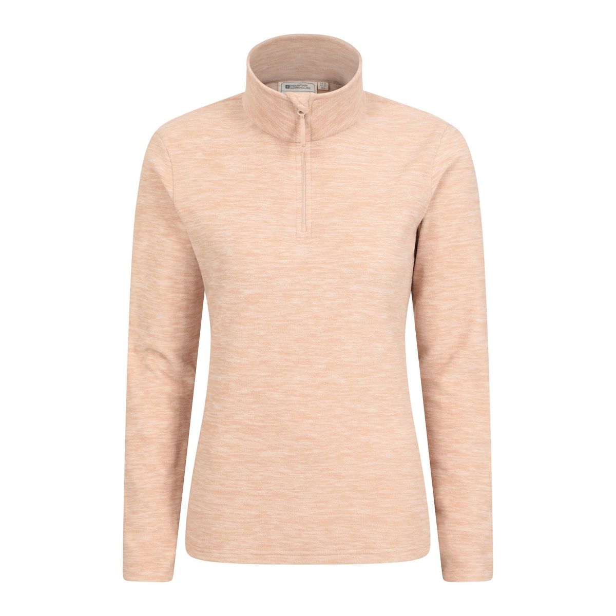 Melierter Fleecepullover mit Viertelreißverschluss