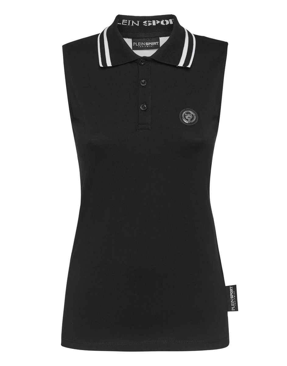 Körpernahes ärmelloses Polo-Top