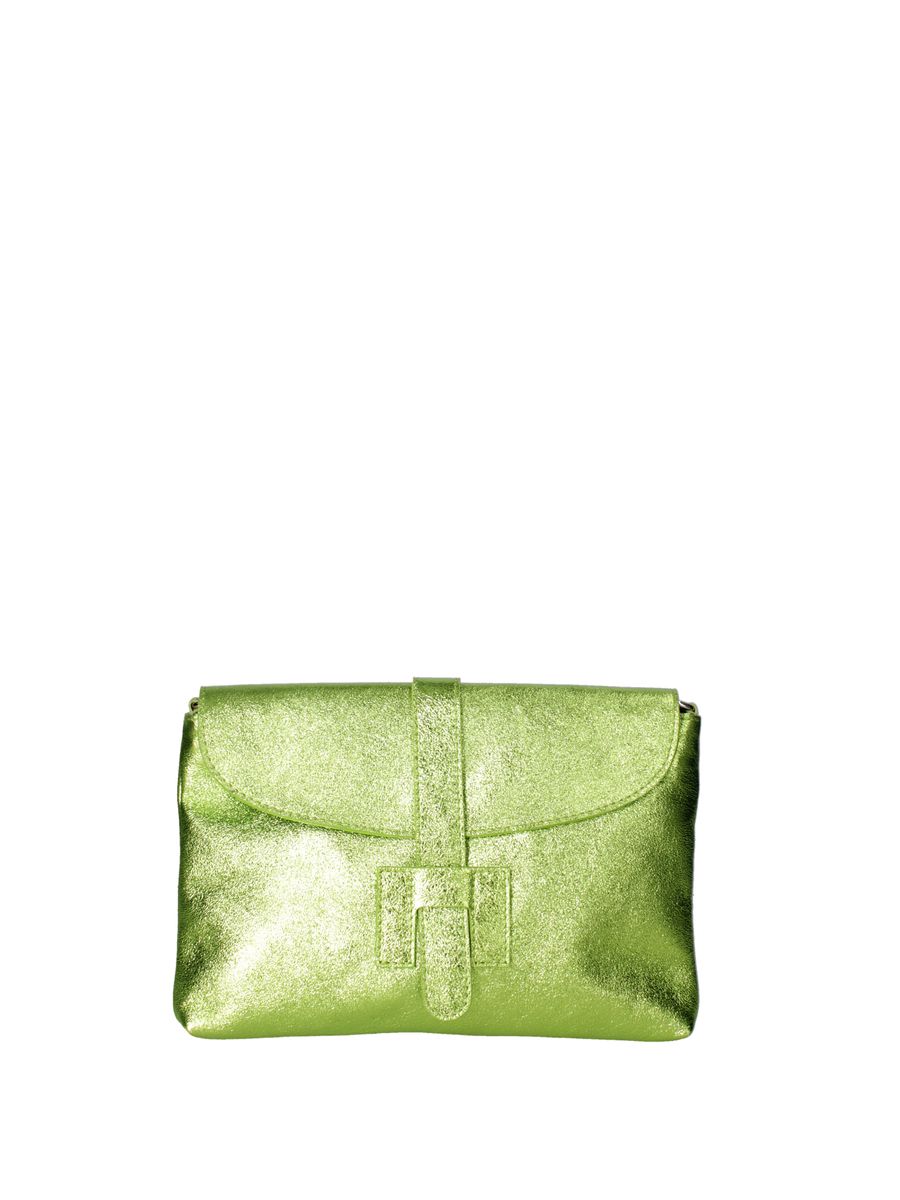 Envelope-Clutch aus Metallic-Leder