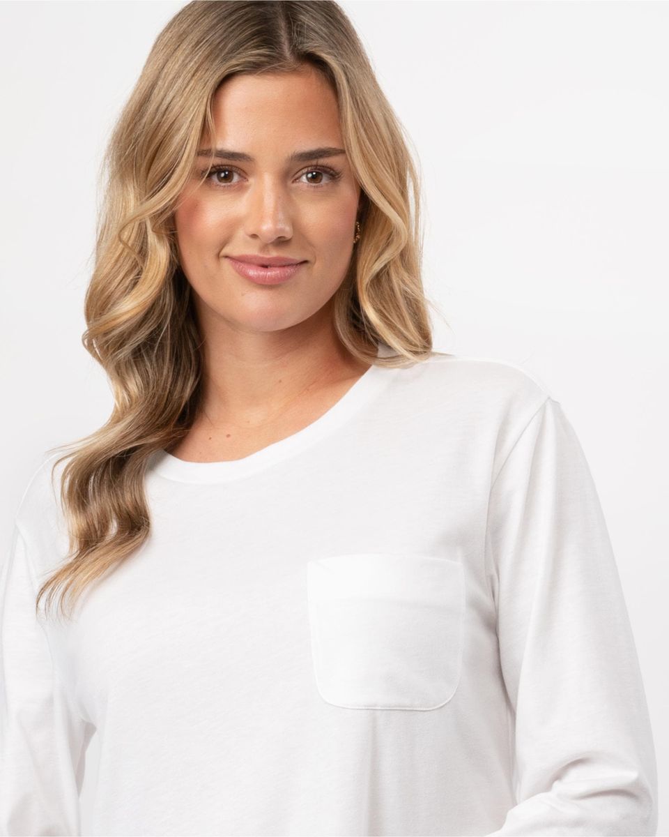 Langarmshirt mit Brusttasche und Materialmix
