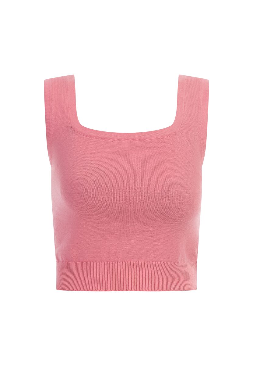 Kurzes Stricktop mit eckigem Ausschnitt