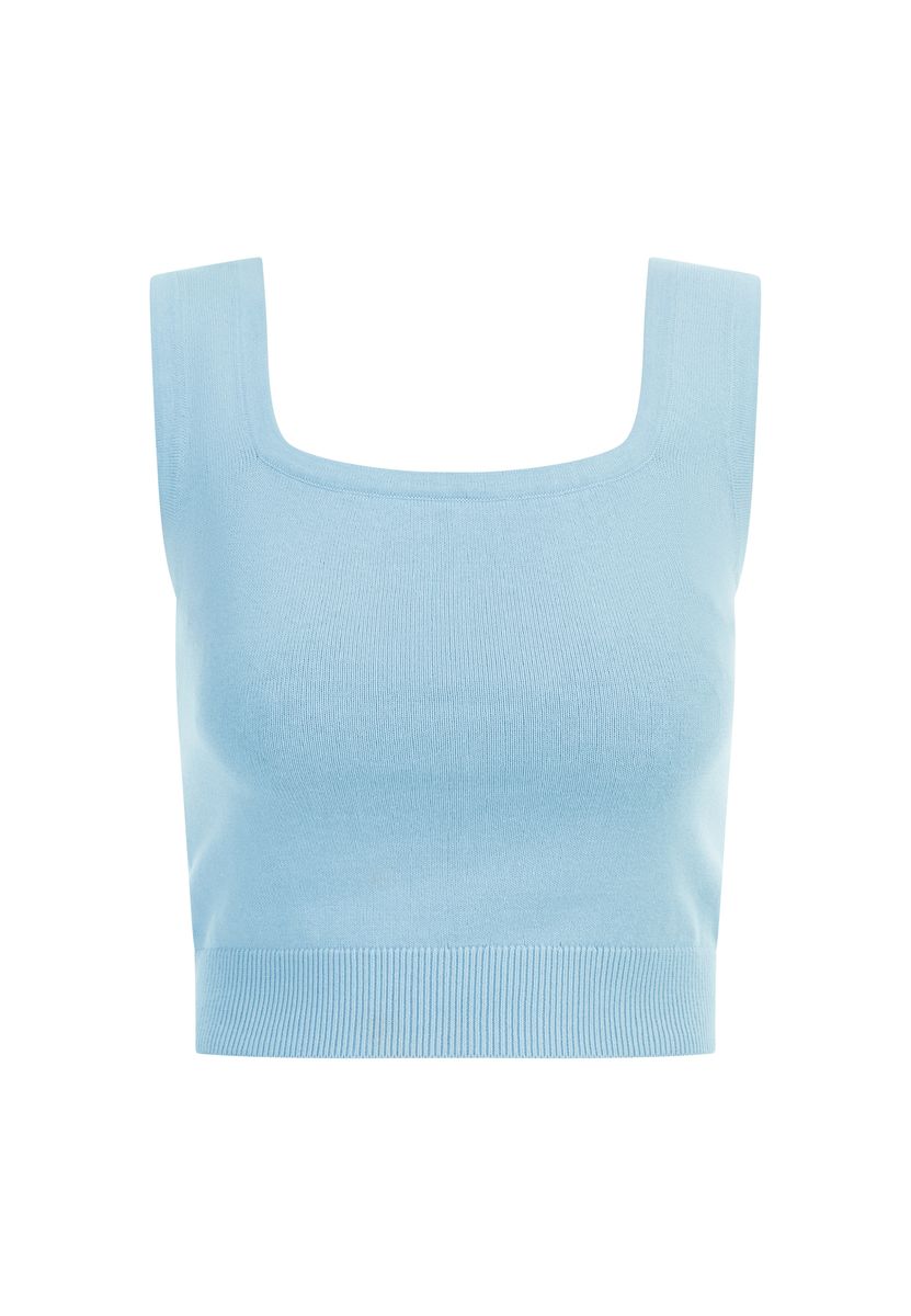 Kurzes Stricktop mit eckigem Ausschnitt