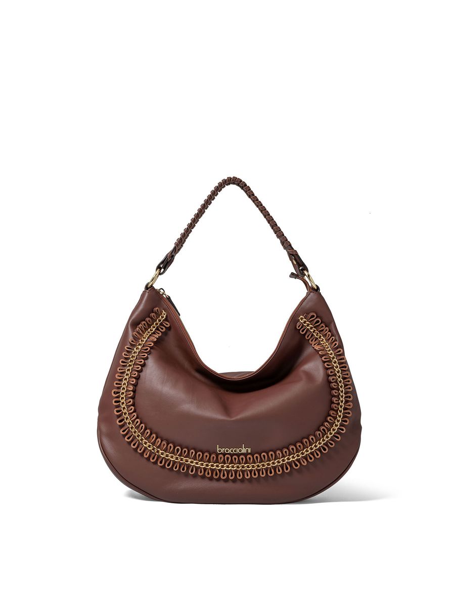Hobo-Tasche mit dekorativem Kettendetail