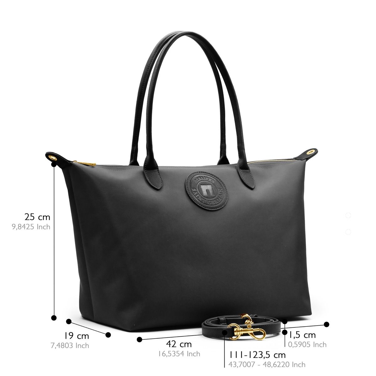 Shopper aus Canvas und Narbenleder