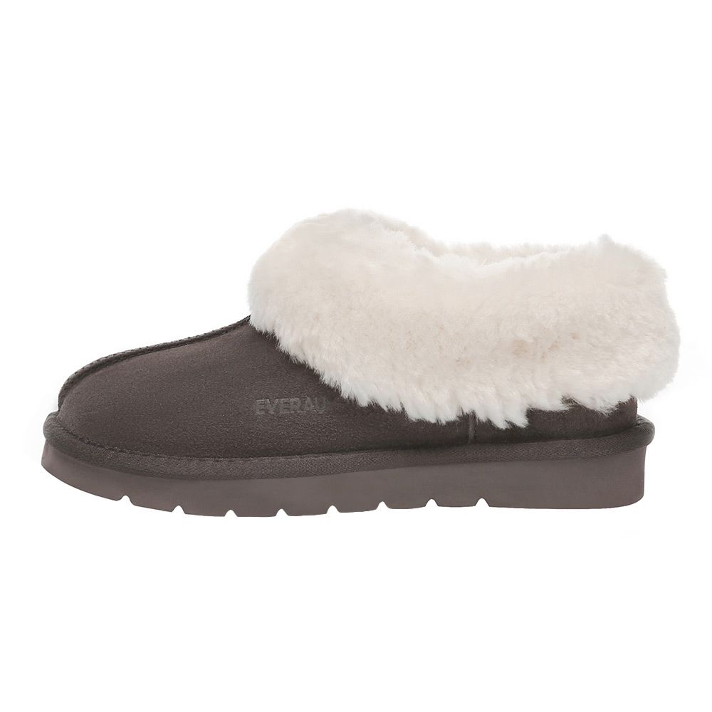 Wildleder-Hausschuhe mit flauschigem Schafwollfutter