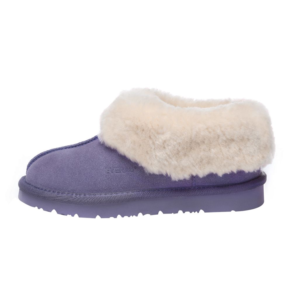 Wildleder-Hausschuhe mit flauschigem Schafwollfutter