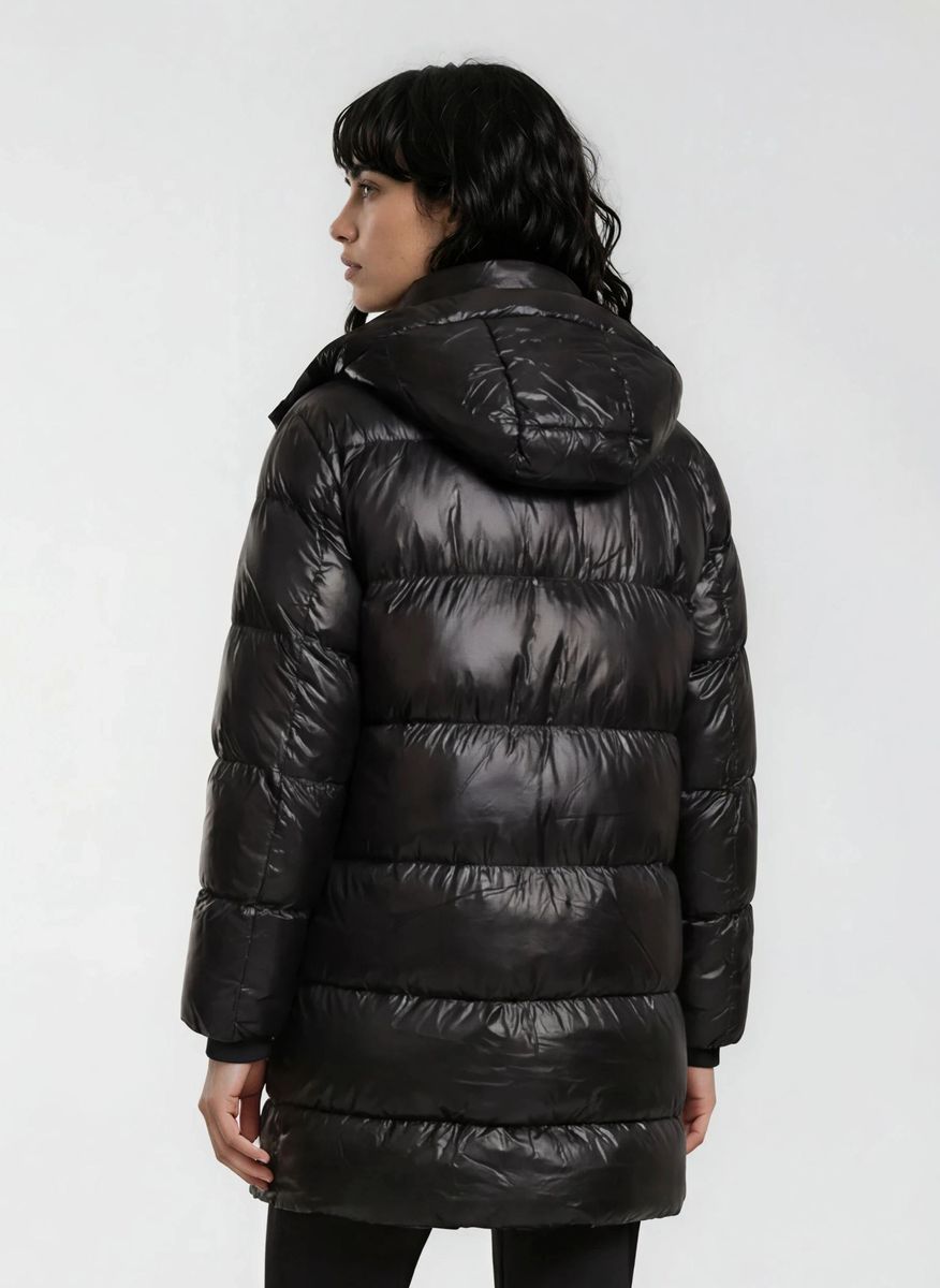 Langer gesteppter Pufferparka mit Kapuze