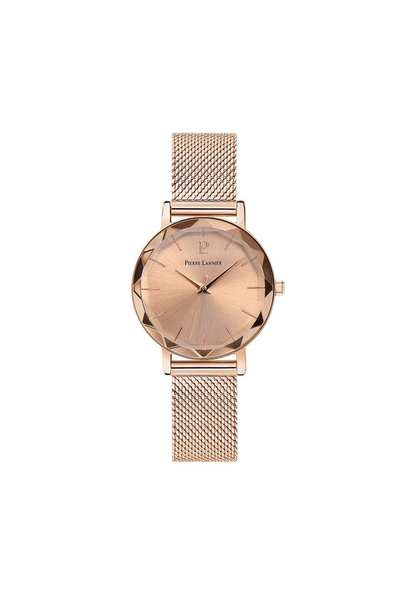 Elegante roségoldene Uhr mit Facettenschliff