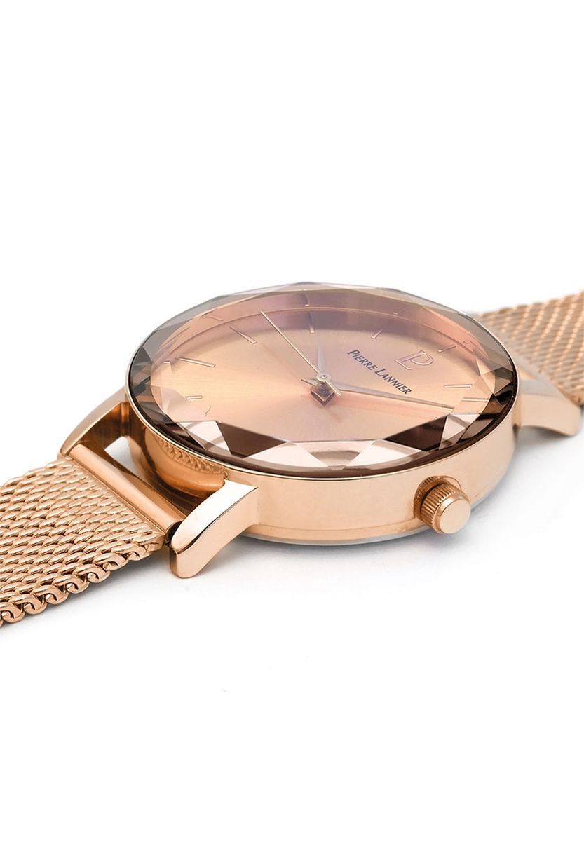 Elegante roségoldene Uhr mit Facettenschliff