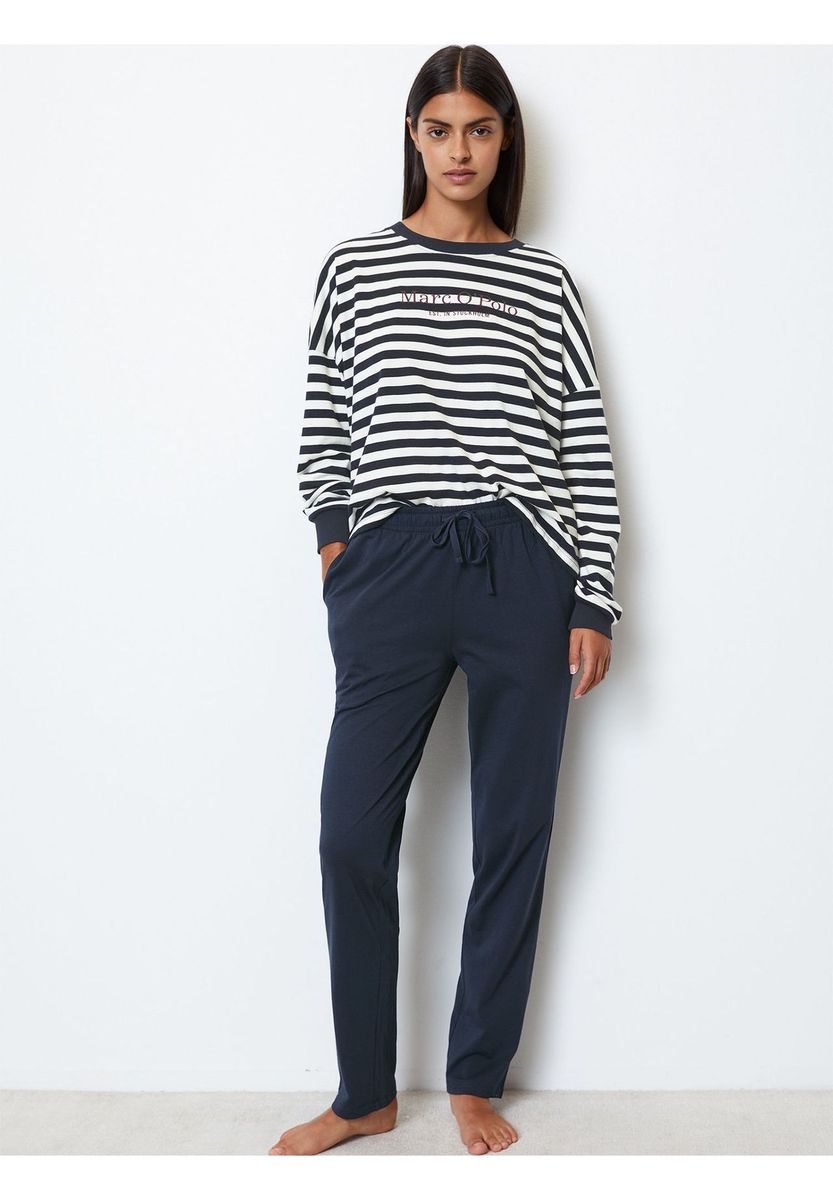 Gestreiftes Loungewear-Set mit Logo-Print