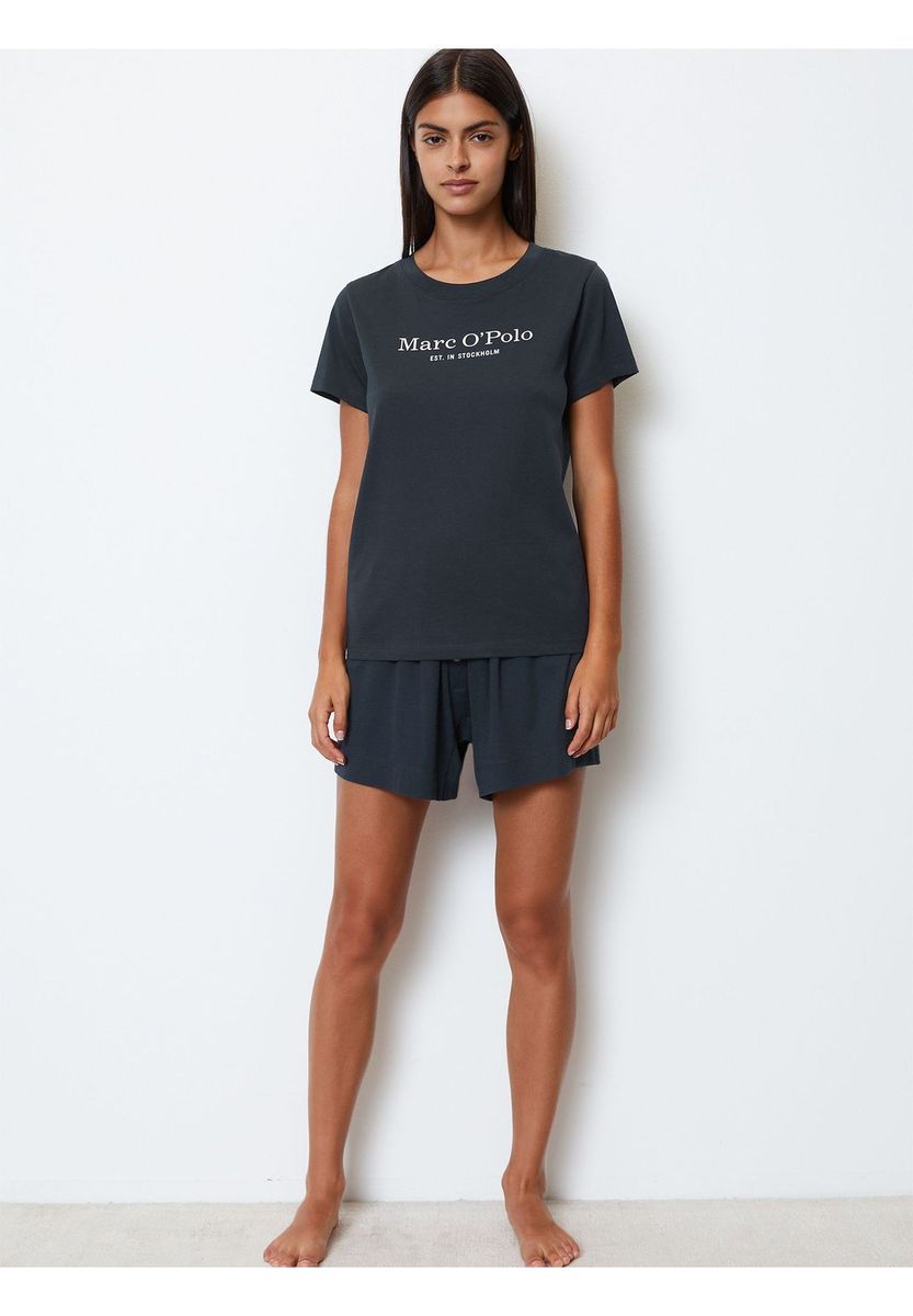 Bio-Baumwolle Schlafshirt mit Logo-Print