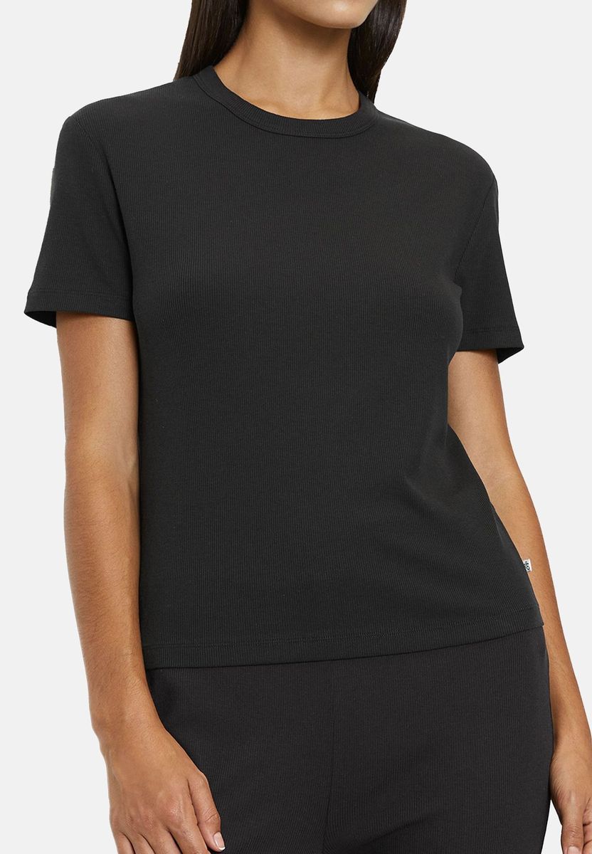 Essentielles Rippen-T-Shirt aus Baumwolle