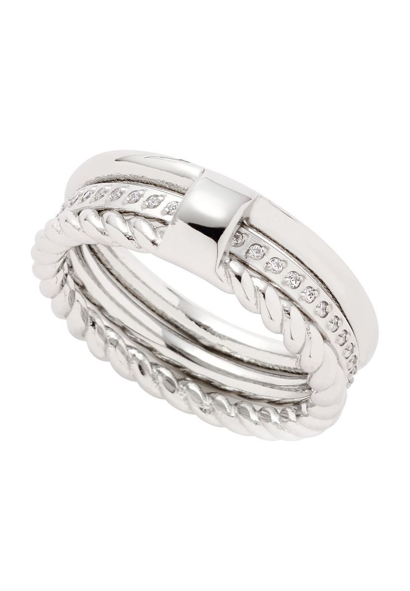 Ring-Set mit Zirkonia und Kordel-Optik