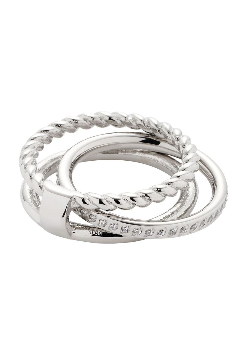 Ring-Set mit Zirkonia und Kordel-Optik