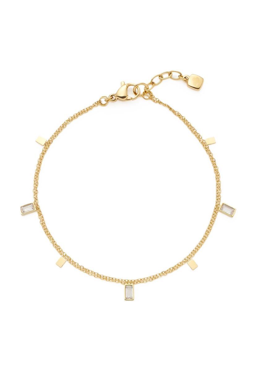 Zartes Doppelreihiges Armband mit Baguette-Steinen