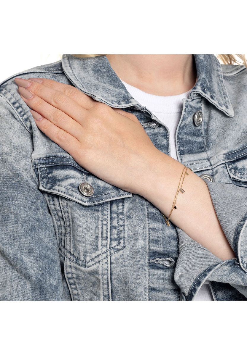 Zartes Doppelreihiges Armband mit Baguette-Steinen