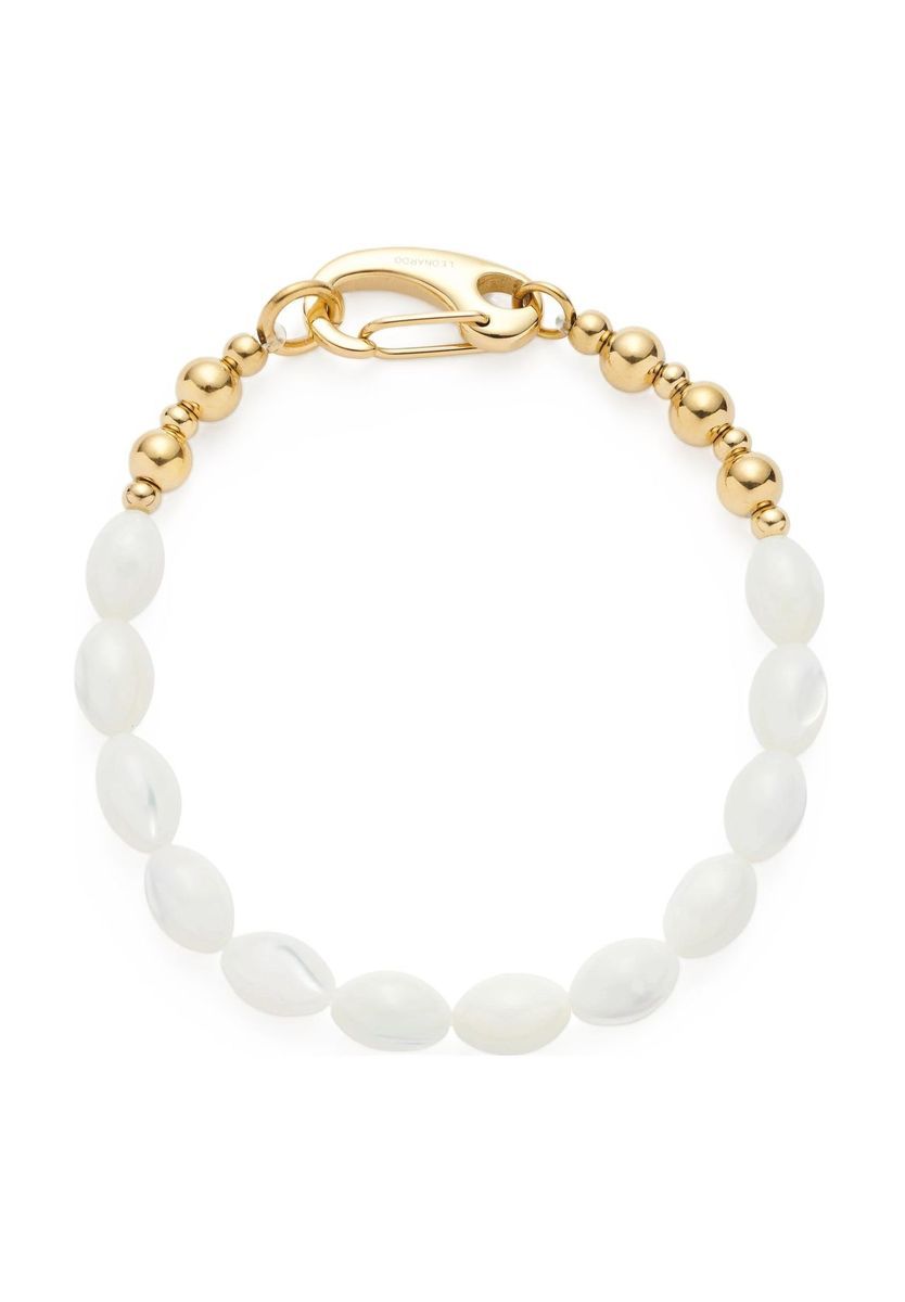 Armband mit Olivenperlen und Goldkugeln