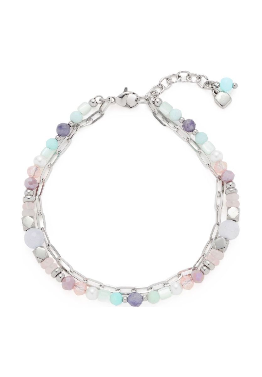 Zweireihiges Armband mit Pastellperlen