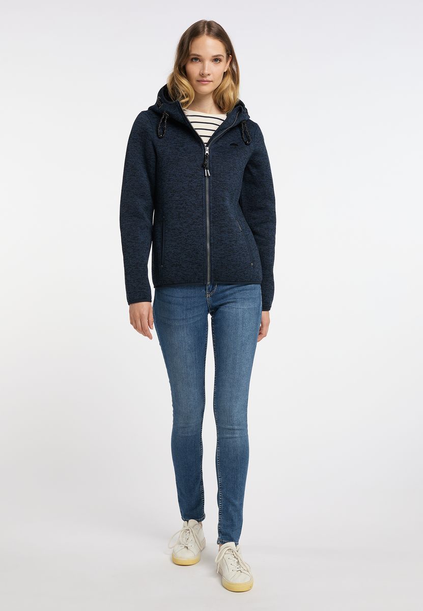 Kapuzenjacke aus Melange-Strickfleece