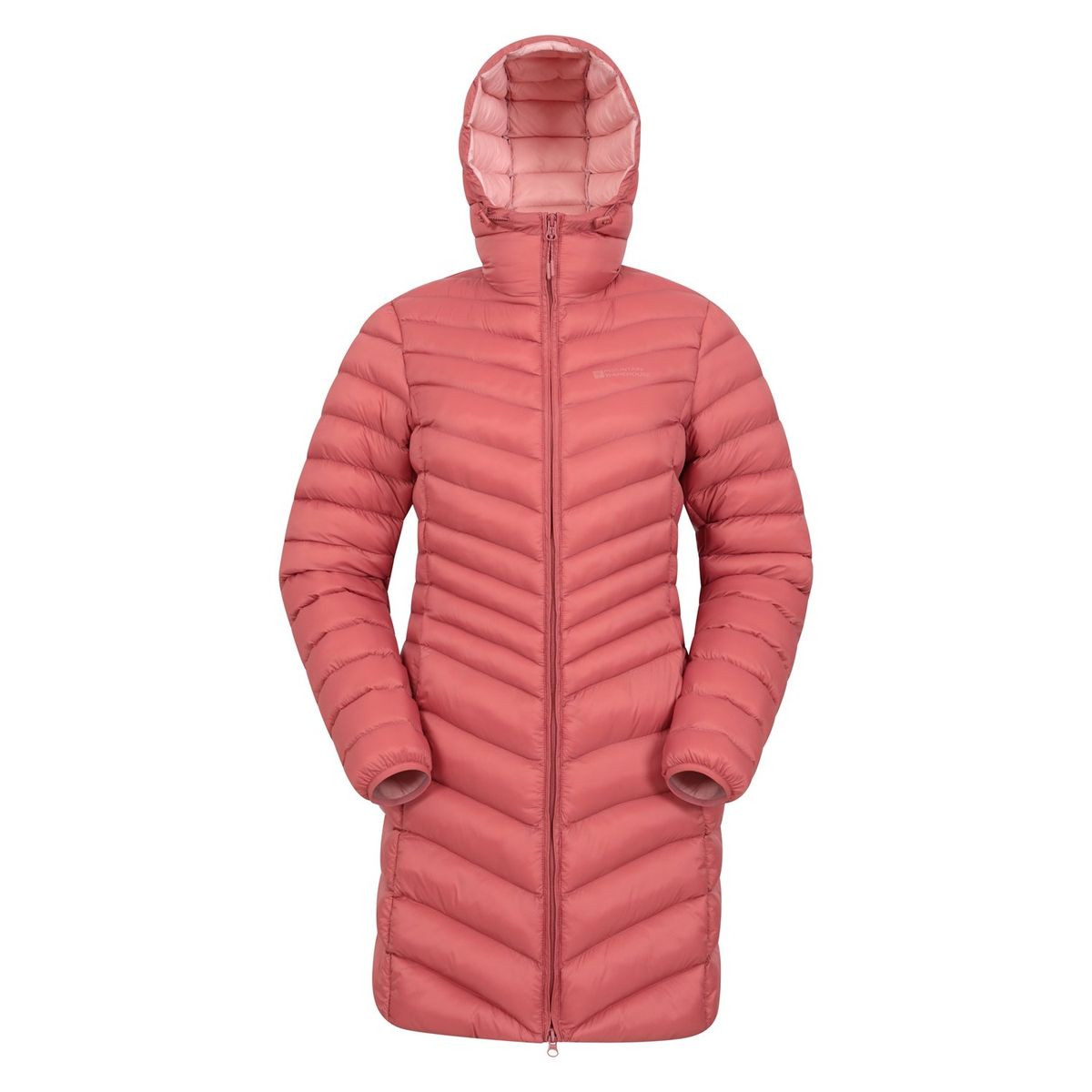 Lange Pufferjacke mit Chevron-Steppung