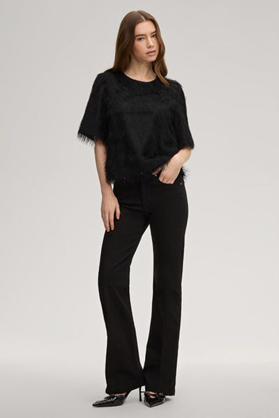 Hochtaillierte Bootcut-Jeans mit Schlag