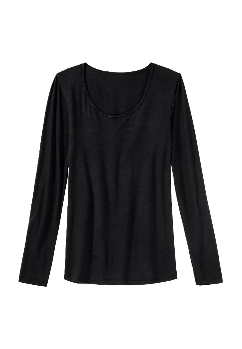 Langarmshirt aus Wollmischung mit Rundhalsausschnitt