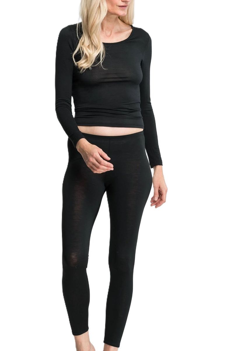 Langarmshirt aus Wollmischung mit Rundhalsausschnitt