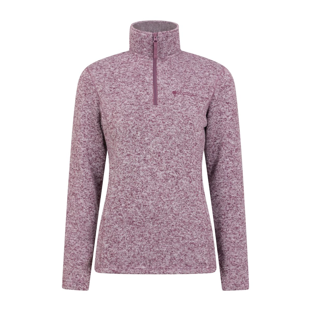 Melierter Fleece-Pullover mit halbem Reißverschluss