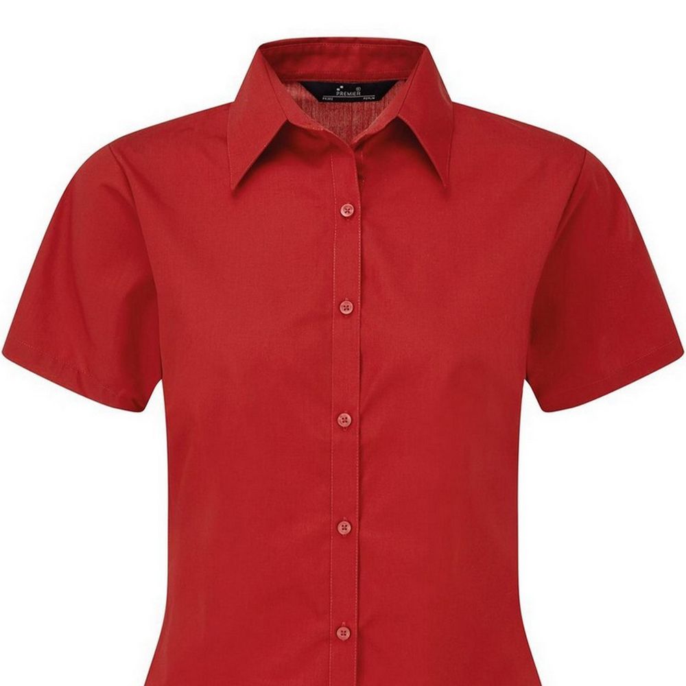 Taillierte Kurzarm-Popeline-Bluse