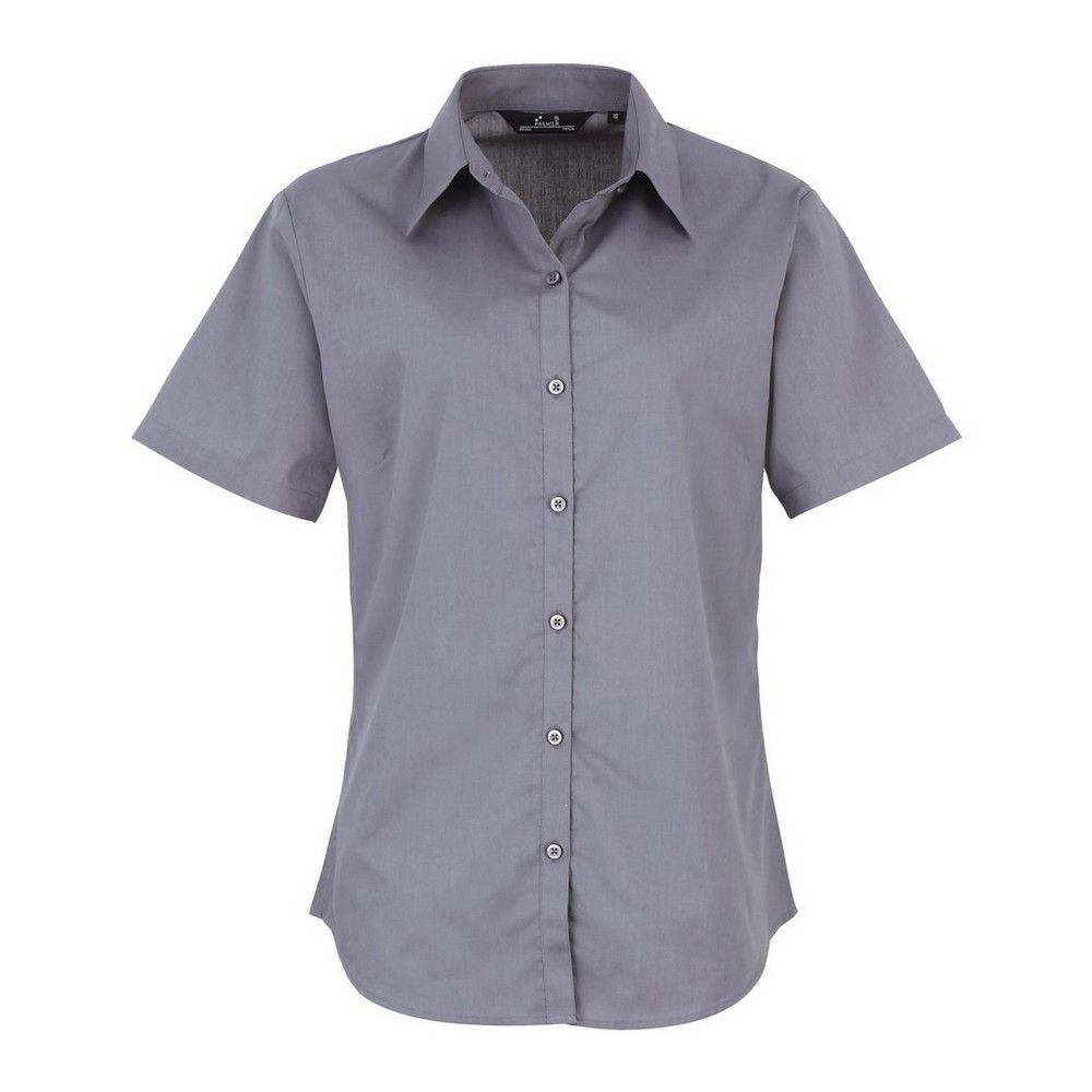 Taillierte Kurzarm-Popeline-Bluse