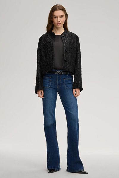 Strukturierter Tweed-Blazer mit Fransenabschlüssen