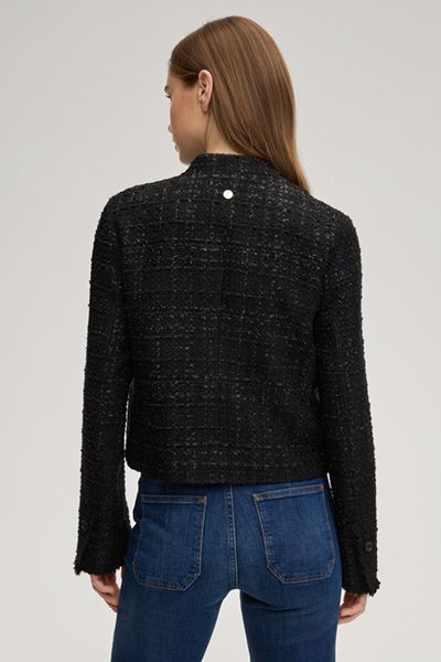 Strukturierter Tweed-Blazer mit Fransenabschlüssen