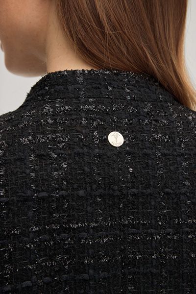 Strukturierter Tweed-Blazer mit Fransenabschlüssen