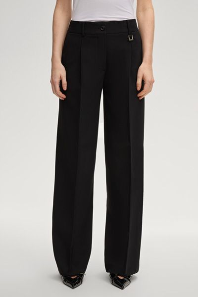 Klassische Bundfaltenhose mit weitem Bein