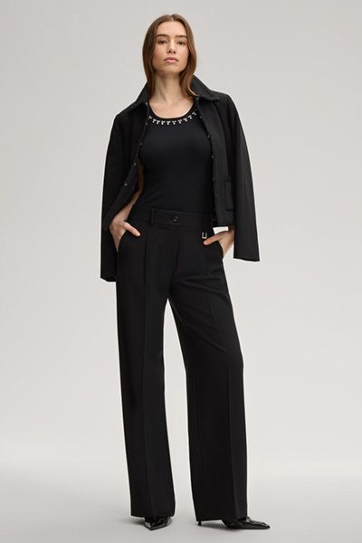 Klassische Bundfaltenhose mit weitem Bein