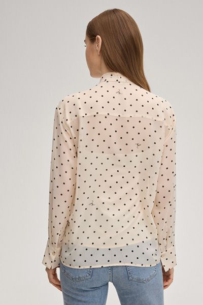 Gepunktete Chiffon-Schluppenbluse