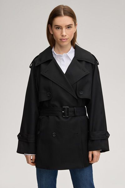 Moderner Kurz-Trenchcoat mit Gürtel