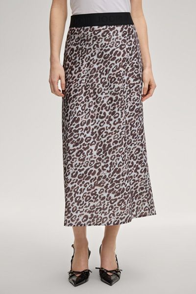 Satin-Midirock mit Leopardenmuster