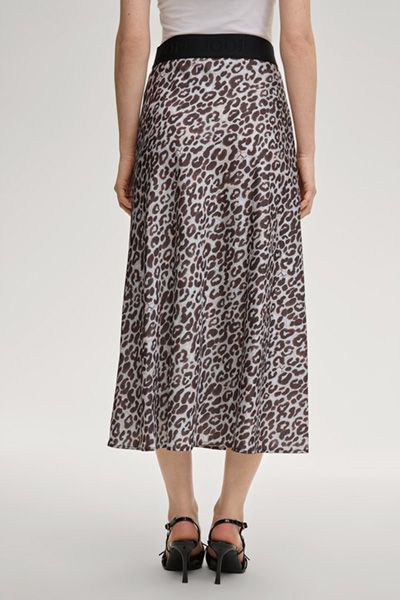 Satin-Midirock mit Leopardenmuster