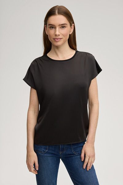 Elegantes Satin-Shirt mit Flügelärmeln