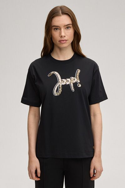 Baumwoll-T-Shirt mit Glitzer-Logo