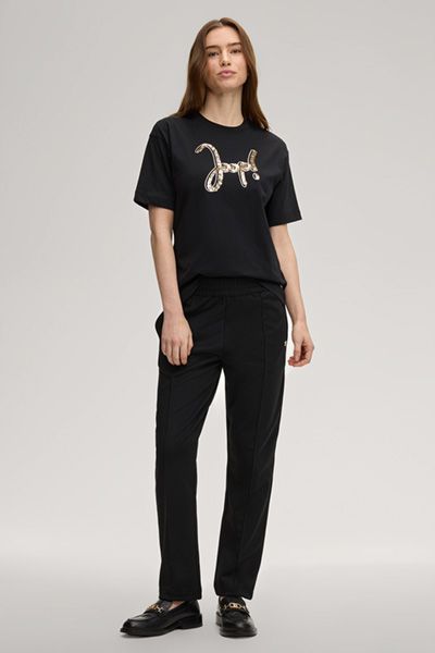 Baumwoll-T-Shirt mit Glitzer-Logo