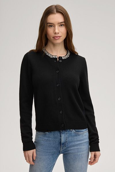 Cardigan mit Schmuckbesatz und Cashmere