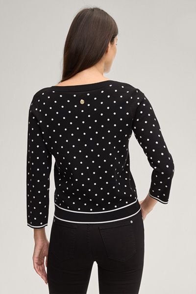 Gepunkteter Strickpullover mit Logo-Saum